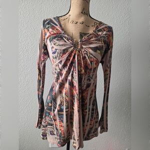 Vintage Oneworld Blouse Medium M | Long Sleeve Paisley Print  Top | Boho Y2K